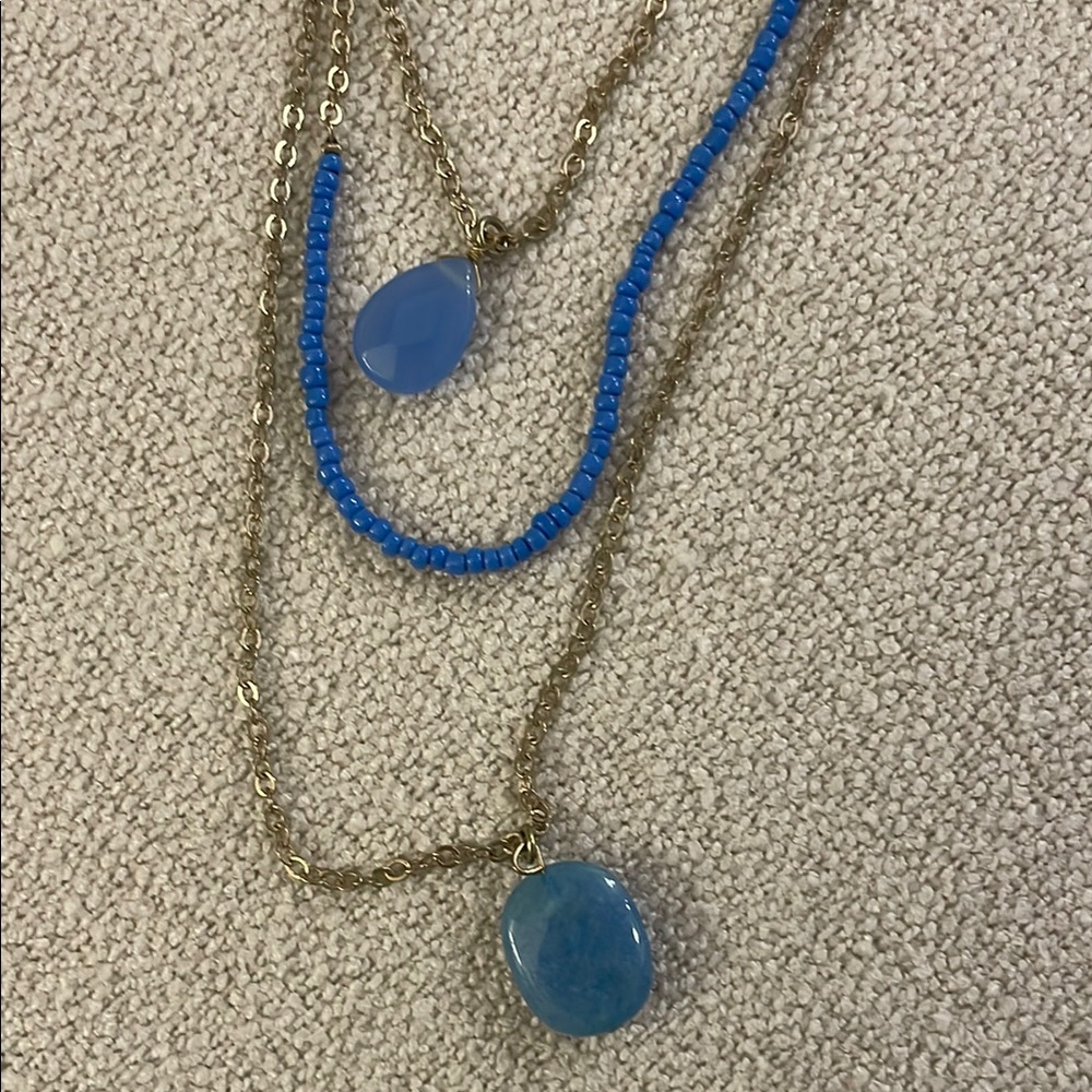 Elegant Blue and Gold Layered Necklace
